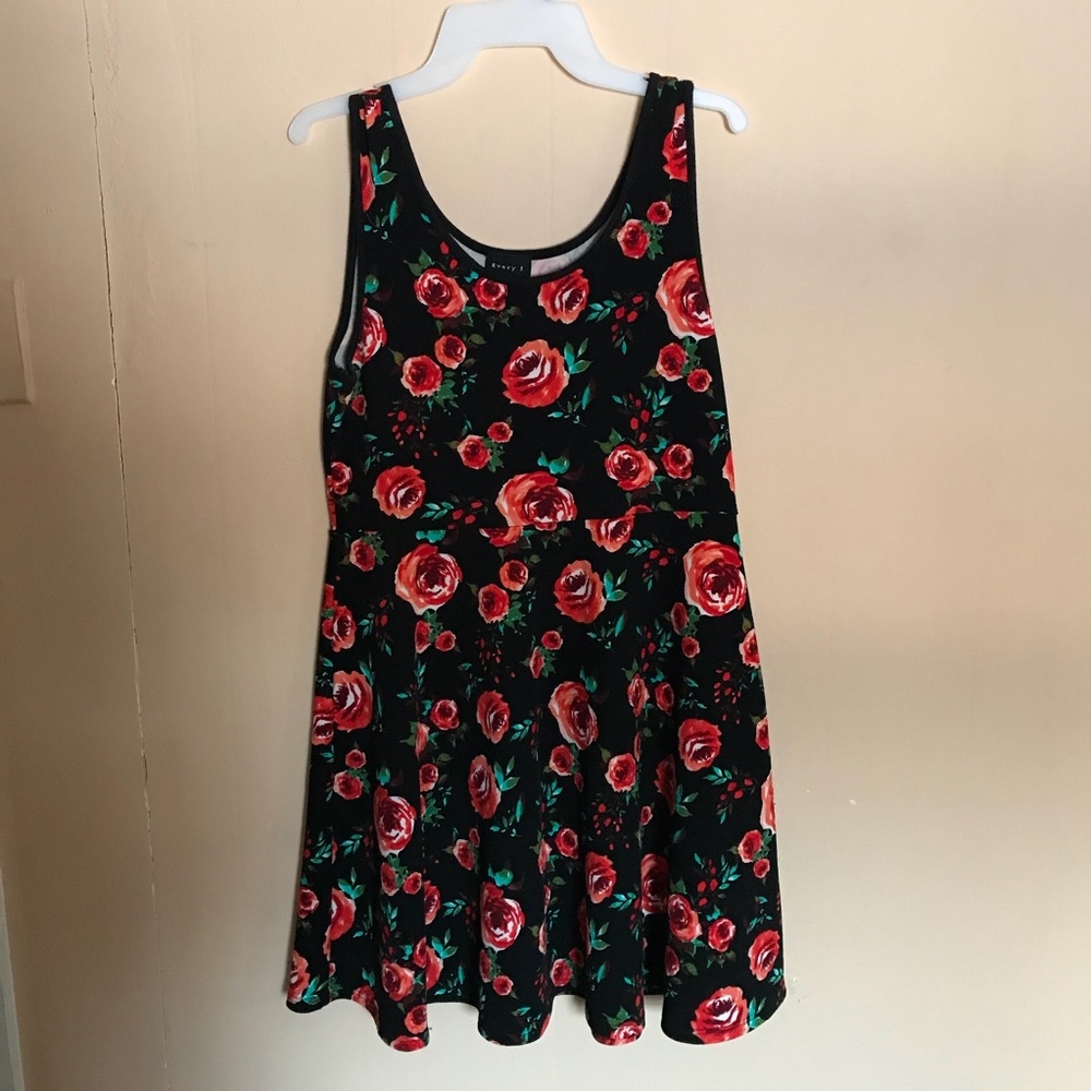 Rose Pattern Skater Dress
